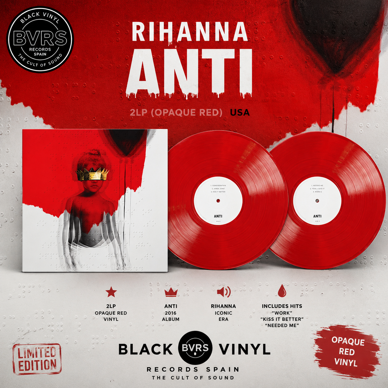 RIHANNA - Anti 2LP (Opaque Red) USA – Black Vinyl Records Spain