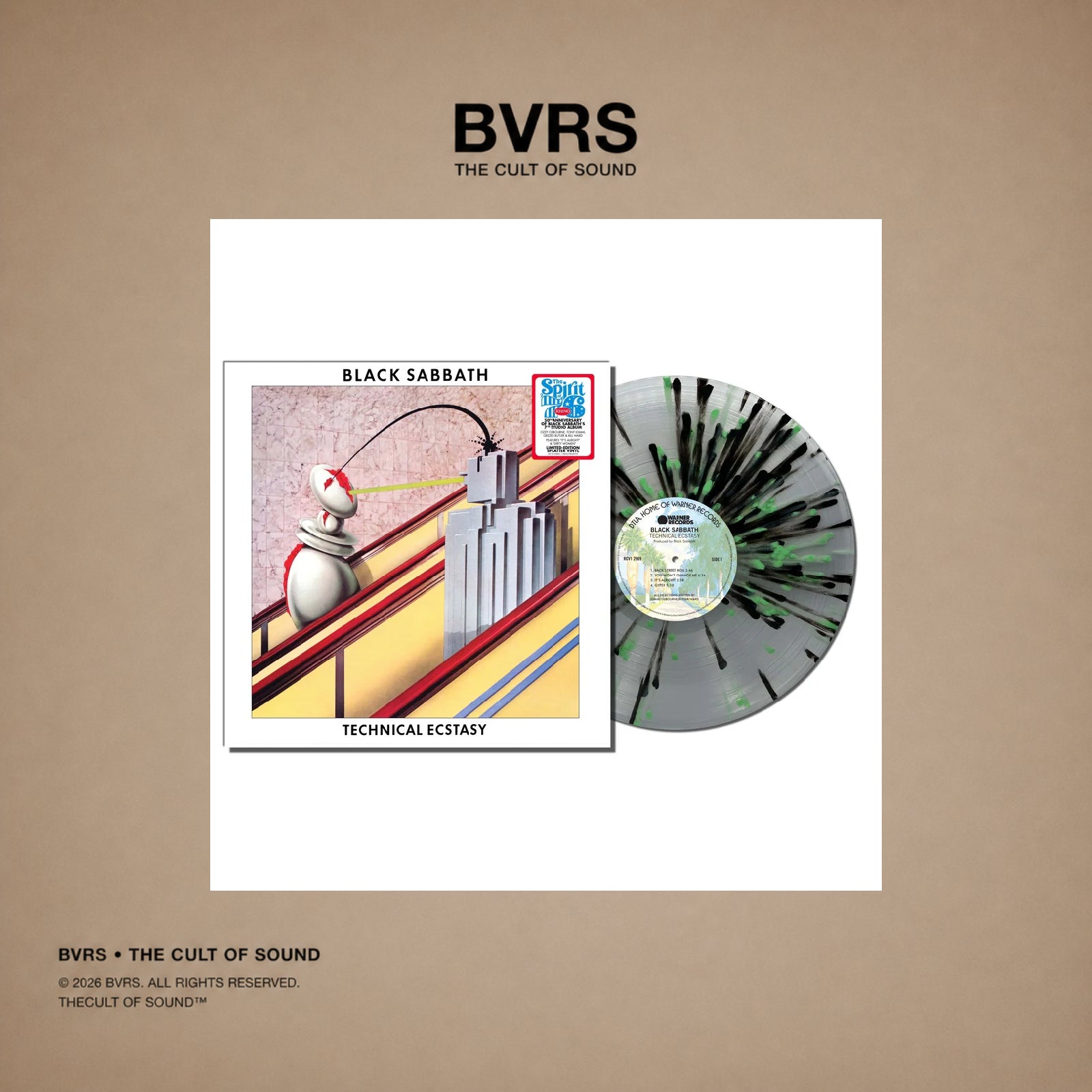 Black Sabbath – Technical Ecstasy (Spirit Of '76, Brick & Mortar Exclusive) [Clear With Green/Black Splatter Vinyl]