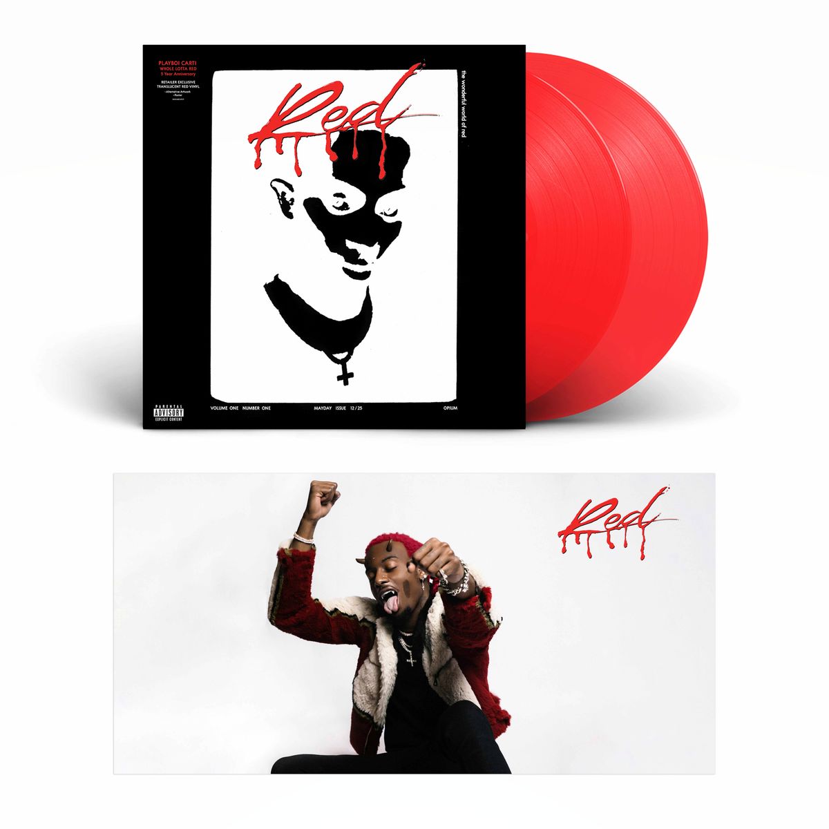 Playboi Carti Whole Lotta Red (5th Anniversary) (Limited Retail Exclusive Edition) (Transparent Red Vinyl) (Alternative Artwork) 2 LPs