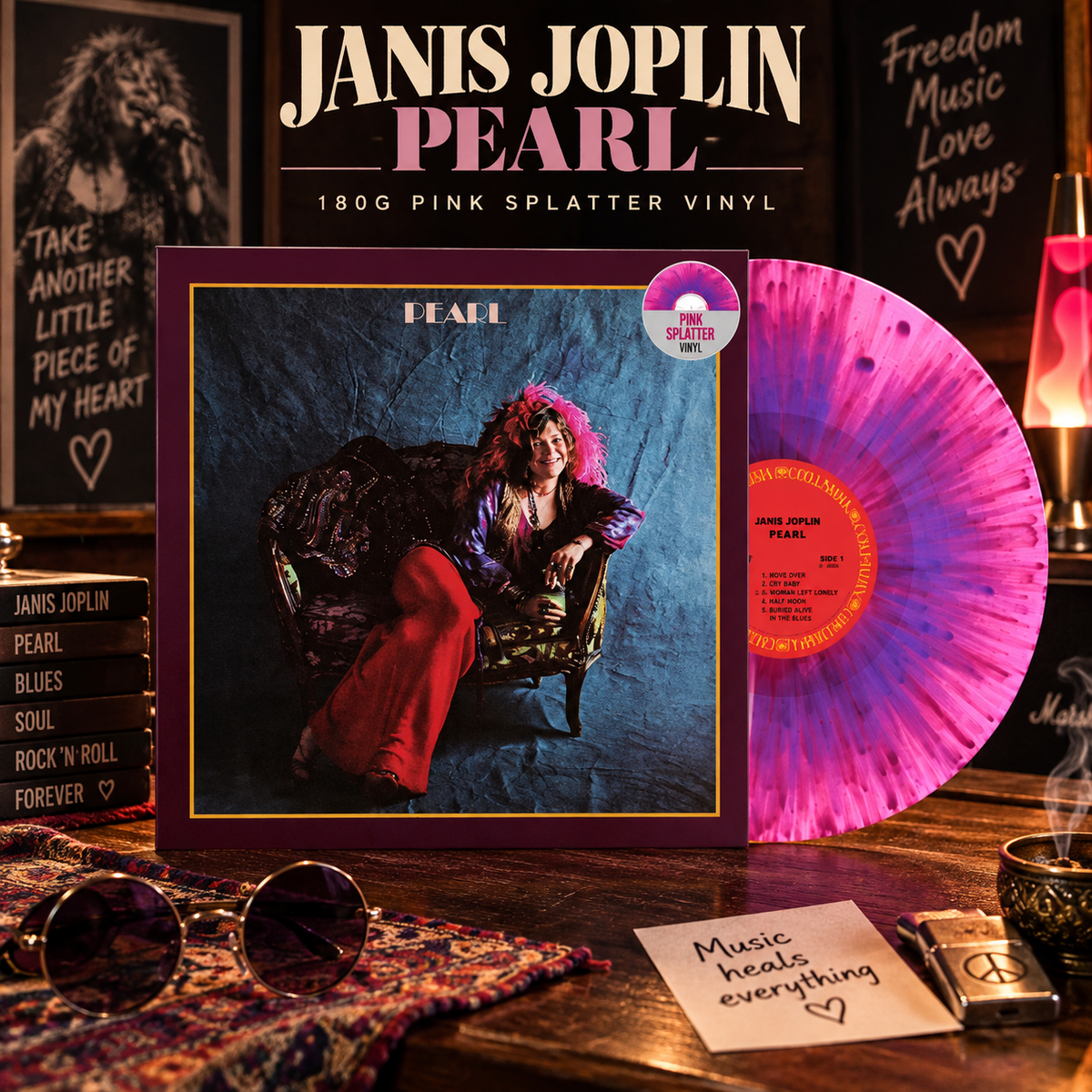 Janis Joplin - Pearl - 180g Pink Splatter Vinyl LP