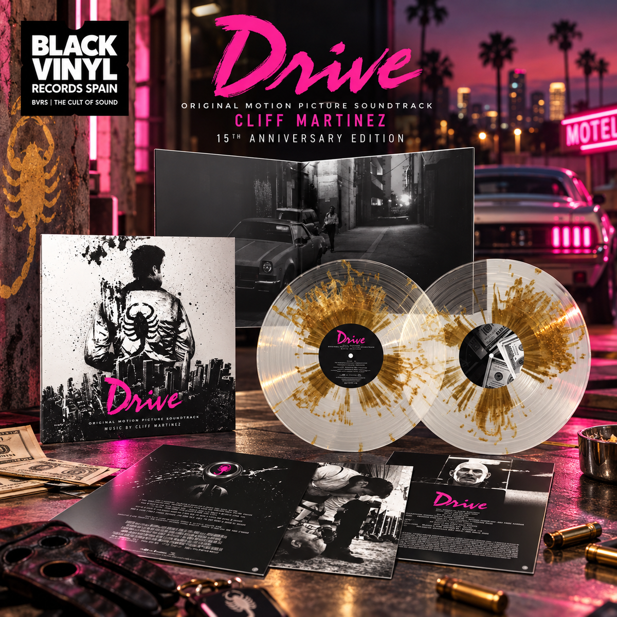 Cliff Martinez - Drive 5 (Soundtrack) (Driver's Jacket Gold Splatter/Clear Vinyl) 2LP 15th Anniversary