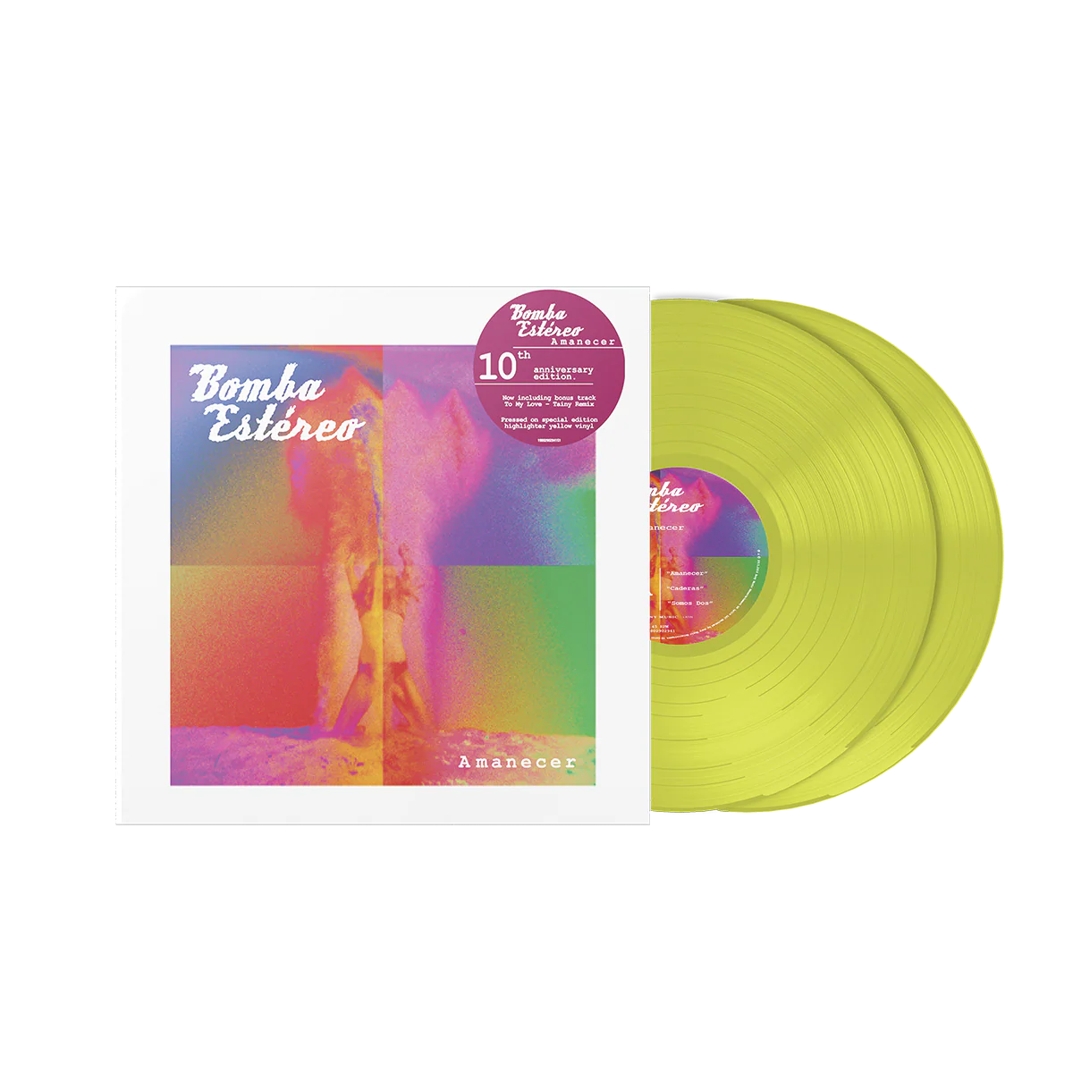 Bomba Estereo - Amanecer 10 Year Anniversary Highlighter Yellow Vinyl 2LP USA - Black Vinyl Records Spain