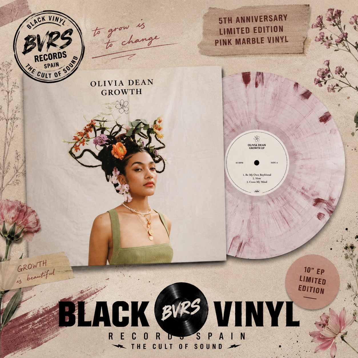 Olivia Dean - Growth EP (5th Anniversary) 10" (Pink Marble Vinyl Limited Edition)