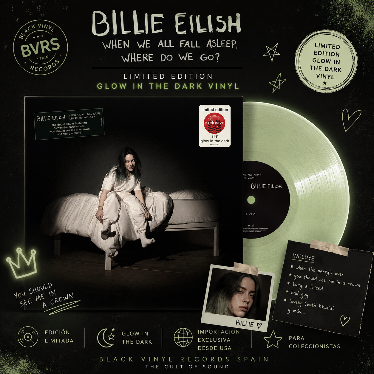 BILLIE EILISH - When We All Fall Asleep, Where Do We Go? Limited Glow In The Dark Vinyl USA