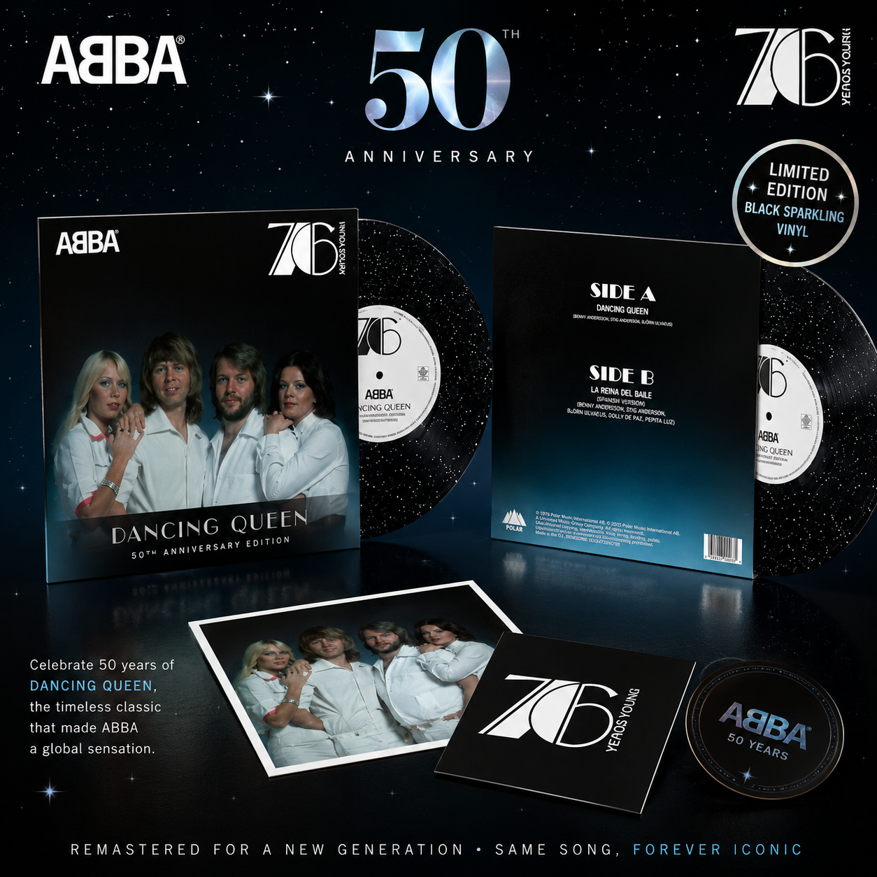 Dancing Queen (50th Anniversary) (remastered) (Limited Edition) (Black Sparkling Vinyl) - ABBA