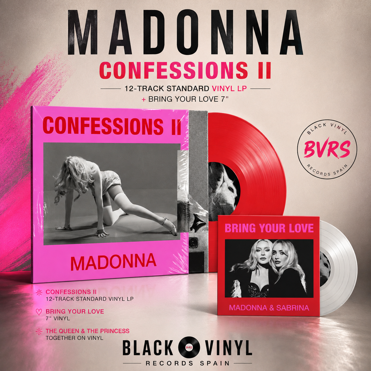 Madonna - CONFESSIONS II – 12-track Standard Vinyl LP + Bring Your Love 7" Madonna & Sabrina Carpenter