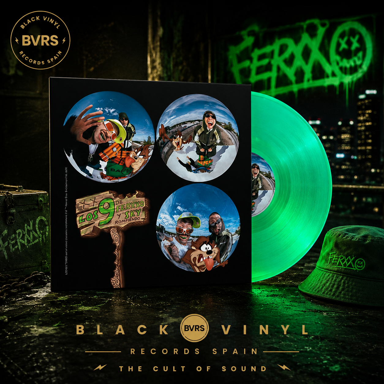 FEID & Sky Rompiendo – Los 9 de Ferxxo y Sky Rompiendo [Green Vinyl] 1LP USA Import