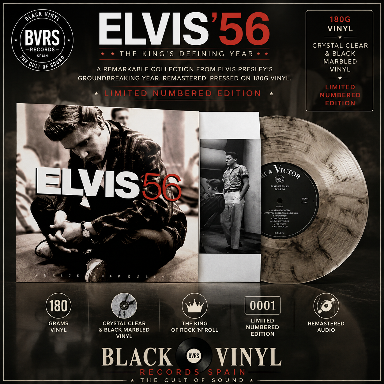 Elvis Presley Elvis '56 (180g) (Limited Numbered Edition) (Crystal Clear & Black Marbled Vinyl)