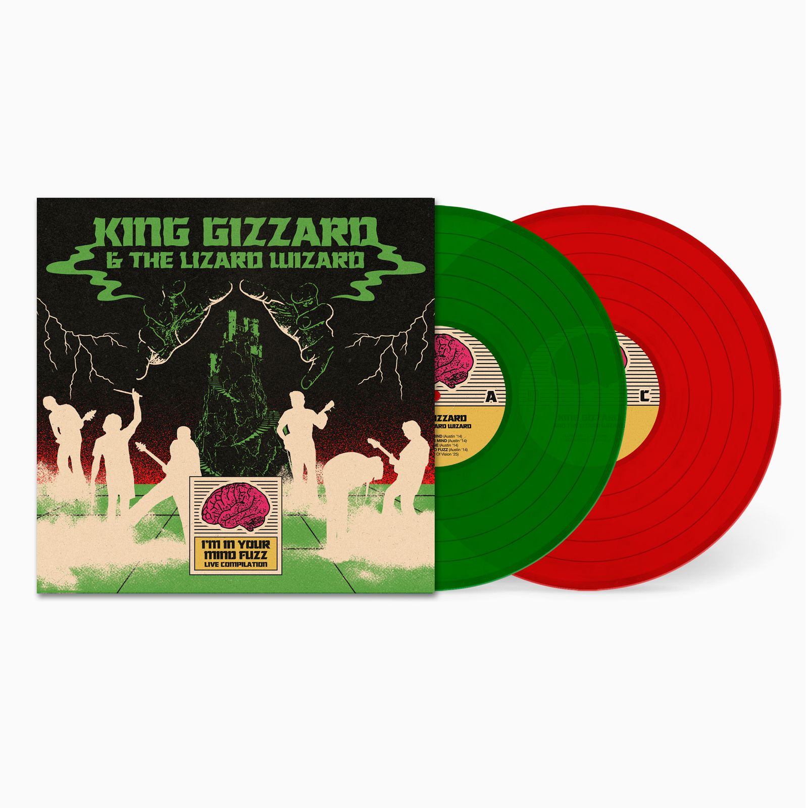 King Gizzard & The Lizard Wizard - I'm In Your Mind Fuzz Live (Indie Edition) (Clear Green & Clear Red Vinyl) 2 LPs - Black Vinyl Records Spain