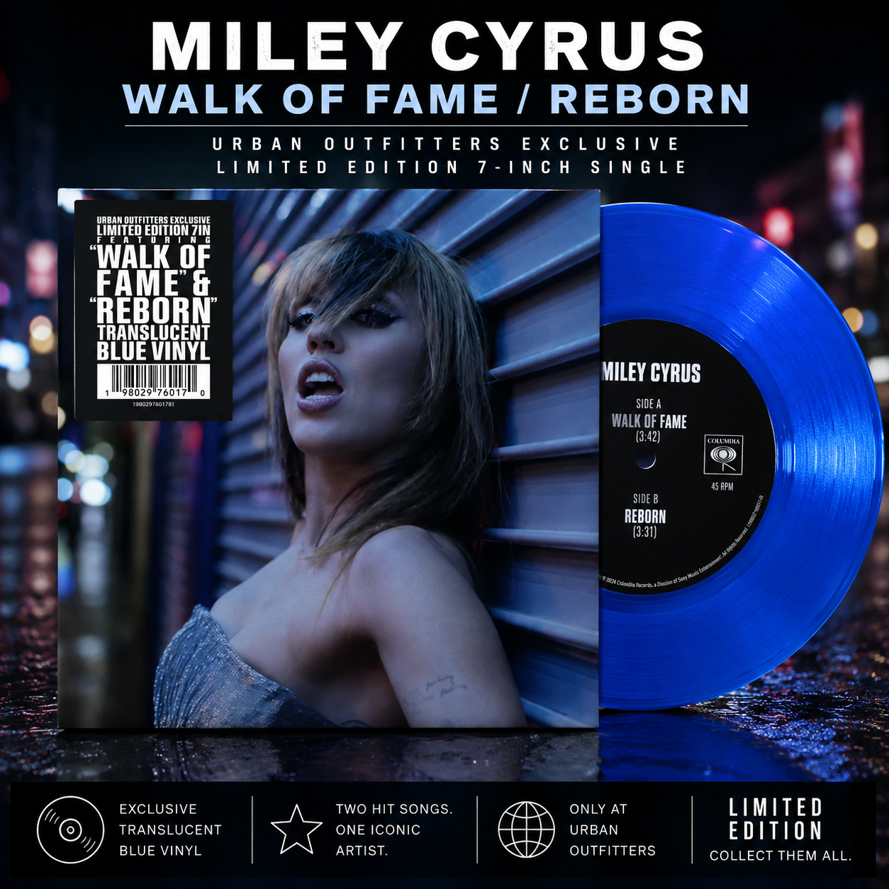 Miley Cyrus - Walk of Fame / Reborn UO Exclusive 7-inch Single USA