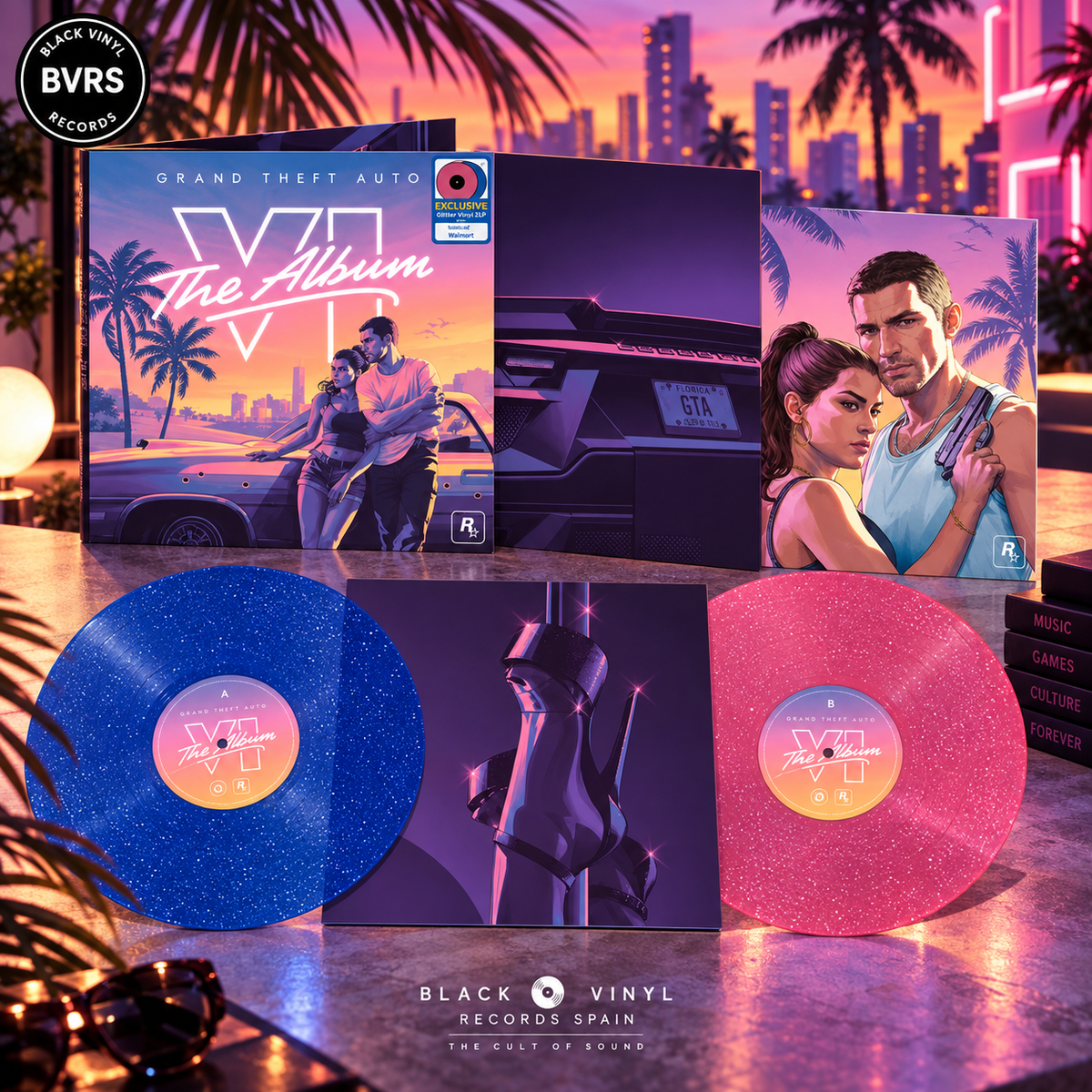 Grand Theft Auto VI: The Album - Walmart Exclusive Glitter Pink & Blue Vinyl 2LP - USA IMPORT