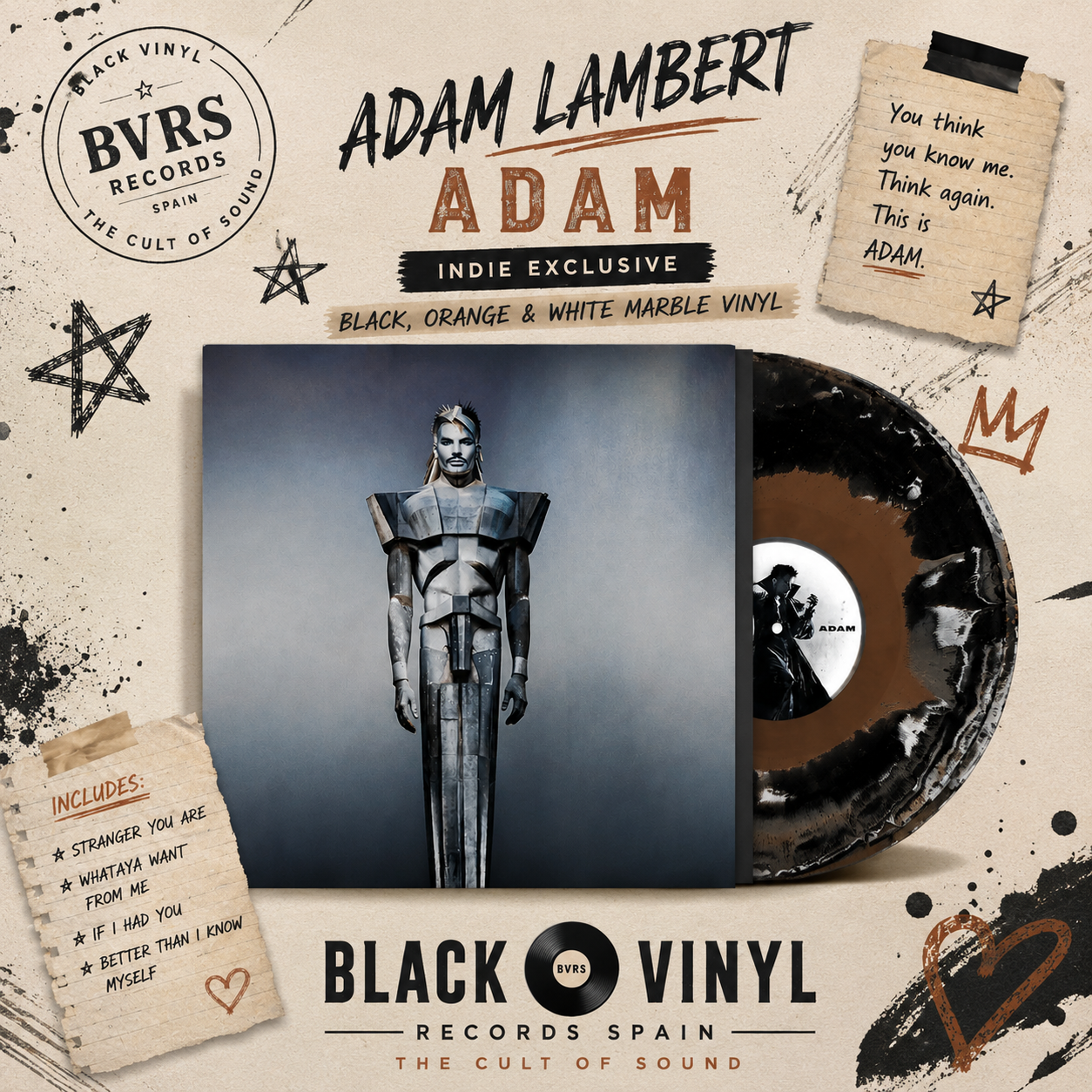 Adam Lambert - Adam (Indie Exclusive Black, Orange & White Marble Vinyl) LP USA