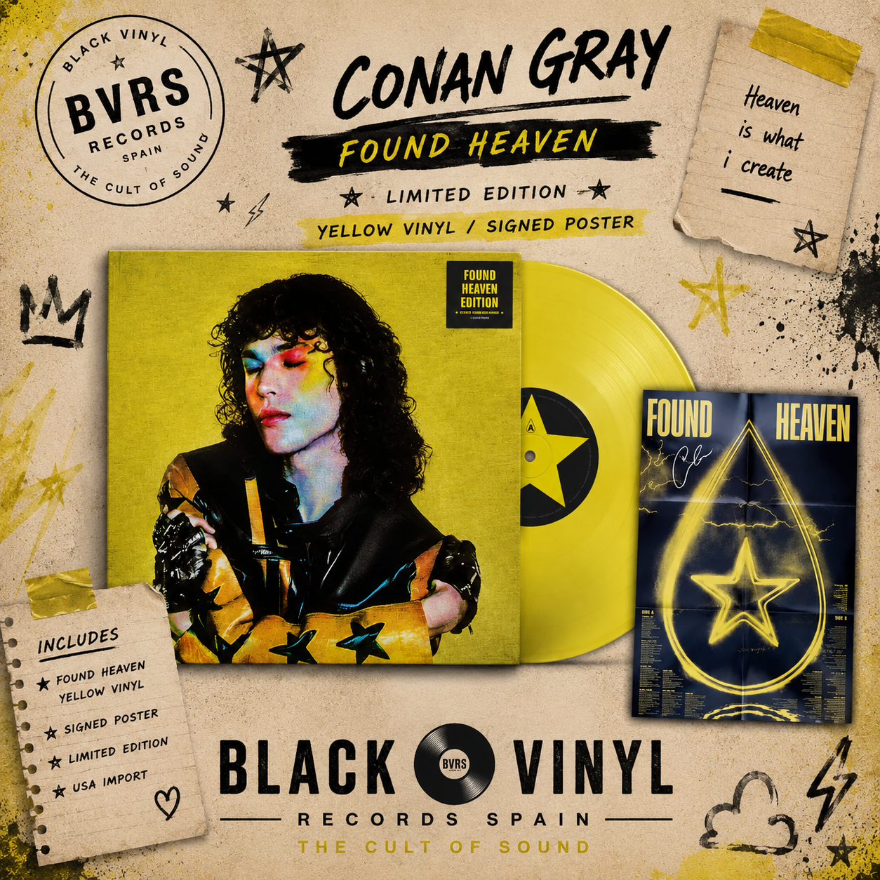 Conan Gray - Found Heaven (Limited/Found Heaven Yellow Vinyl/Signed Poster) USA Import