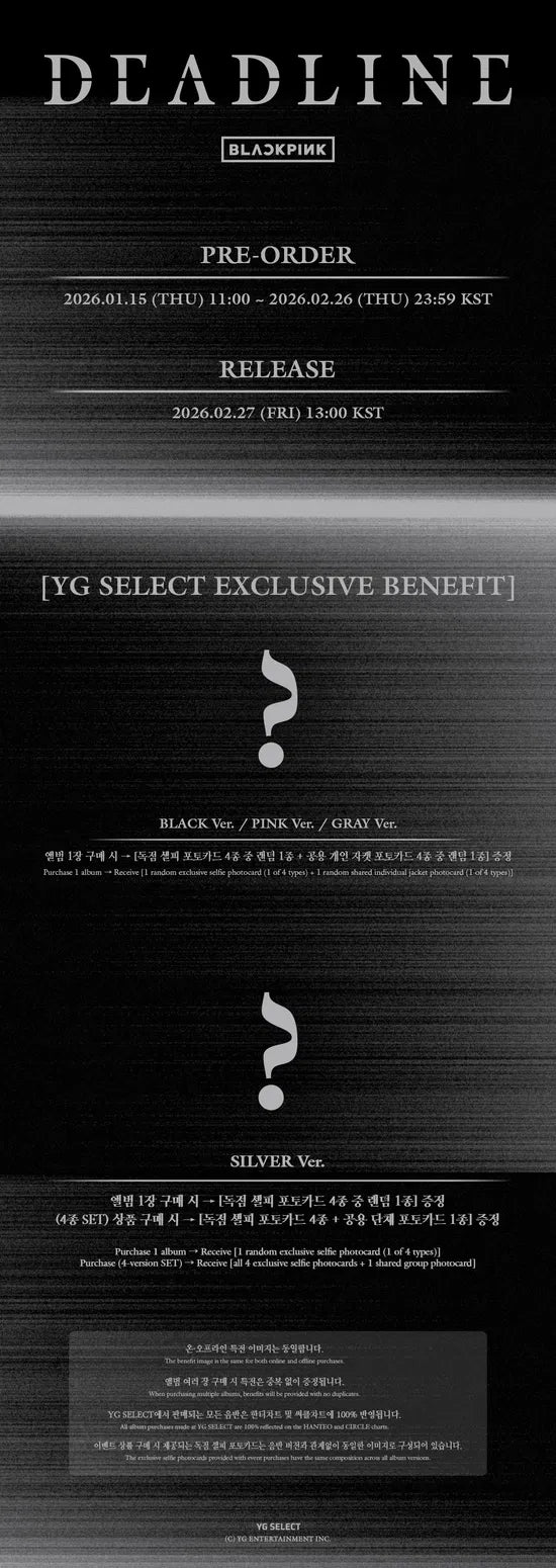 BLACKPINK - Deadline Silver Bundle w. YG Select POB edition
