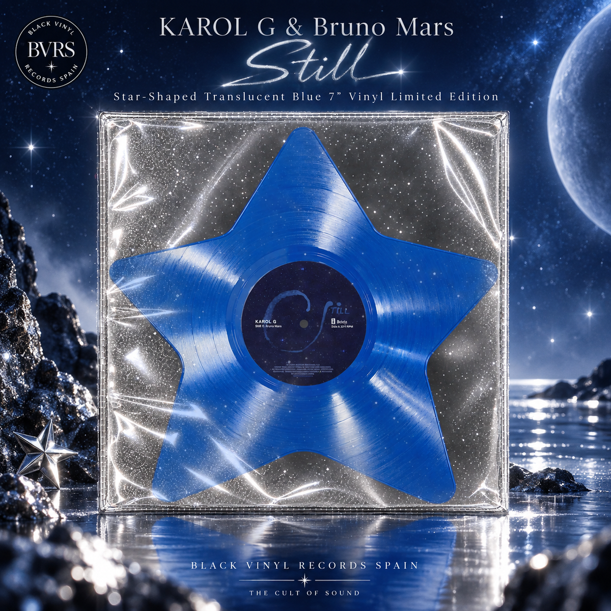 KAROL G & Bruno Mars - Still - Star-Shaped Translucent Blue 7" Vinyl Limited Edition