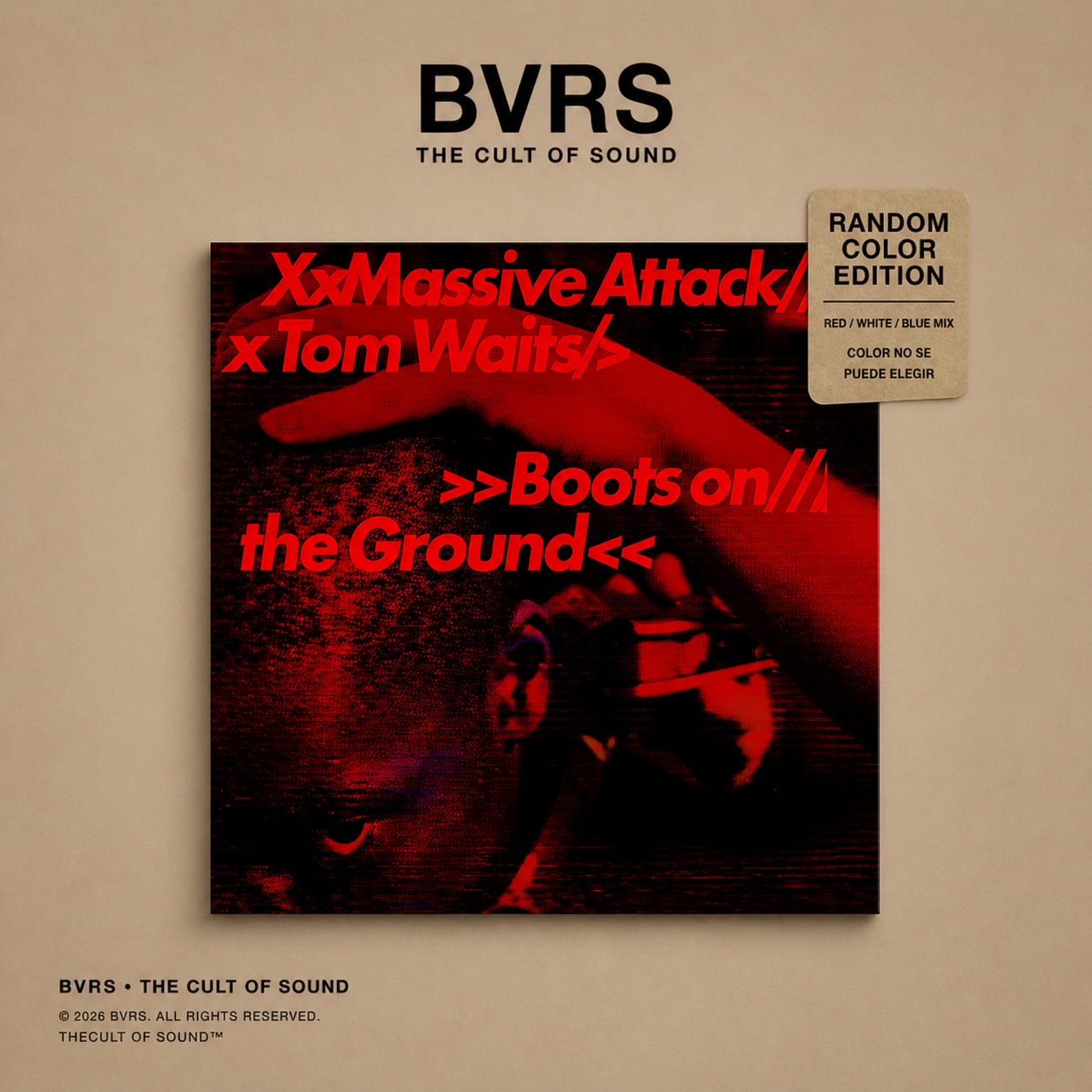 Massive Attack & Tom Waits - Boots on the Ground Limited Random Red, White and Blue Mix EcoSonic Record
