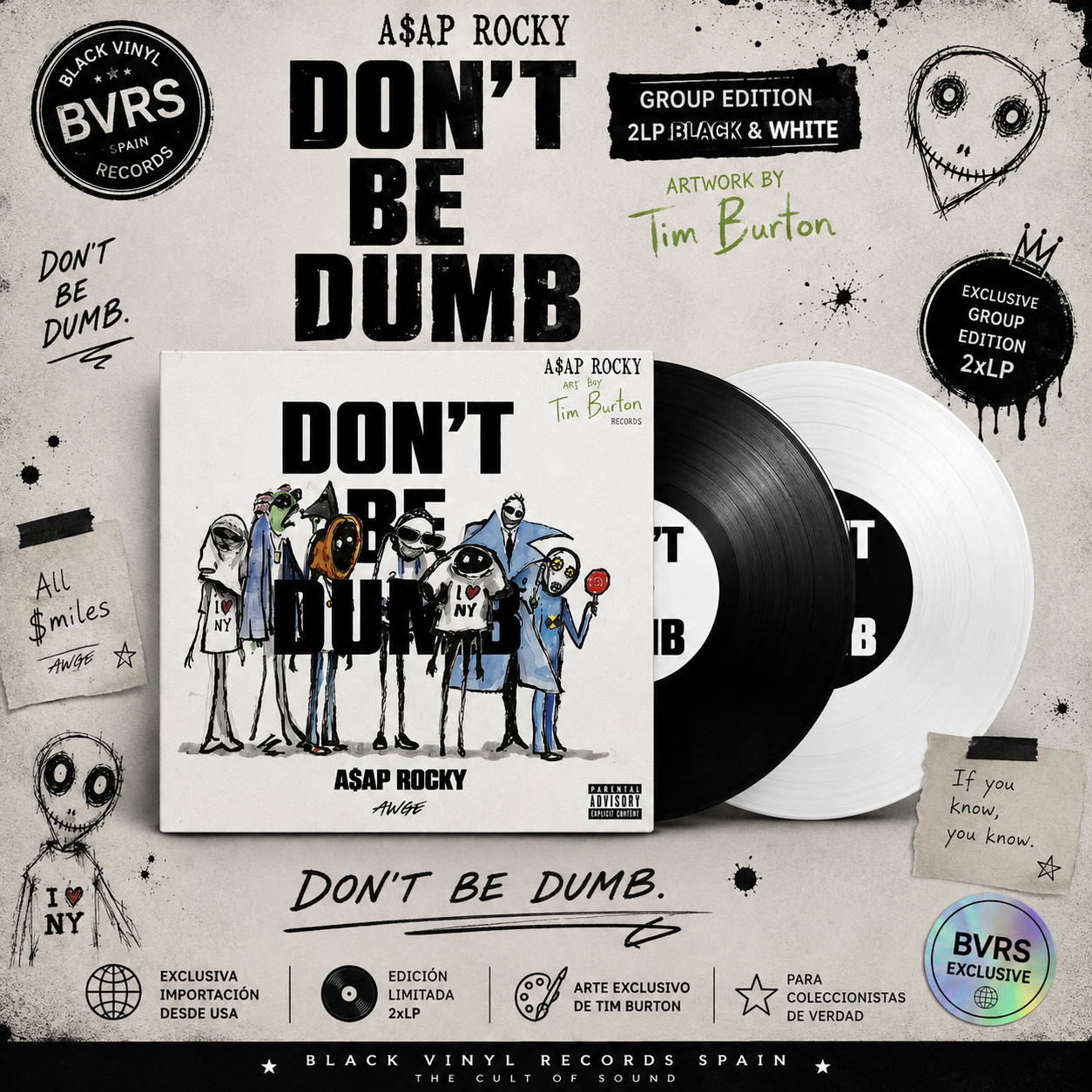 A$AP Rocky – Don't Be Dumb | Group Edition 2LP Black & White (Arte Tim Burton) USA