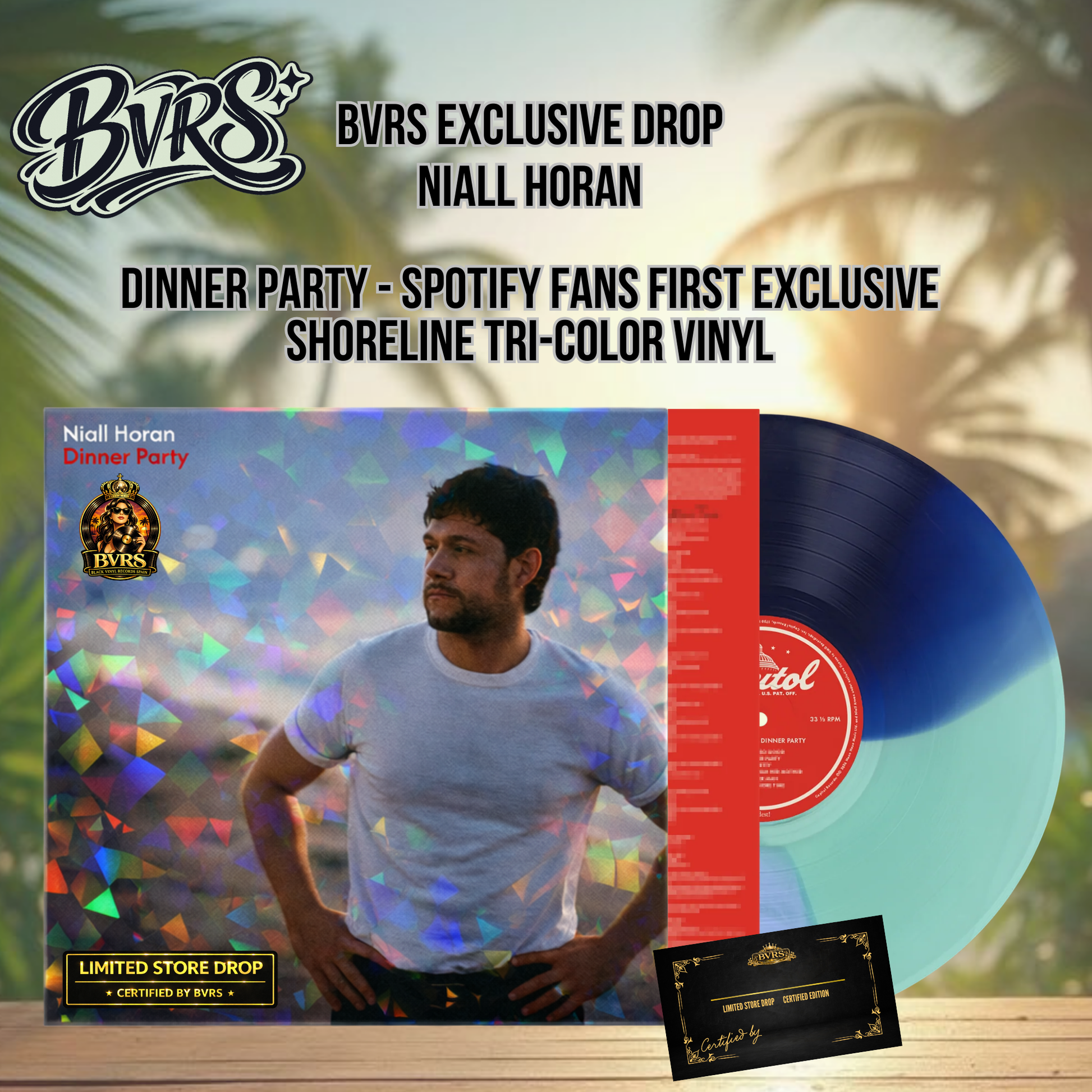 Niall Horan - Dinner Party | Spotify Fans First Shoreline Tri-Color Vinyl + Funda Holográfica | Exclusive Drop BVRS