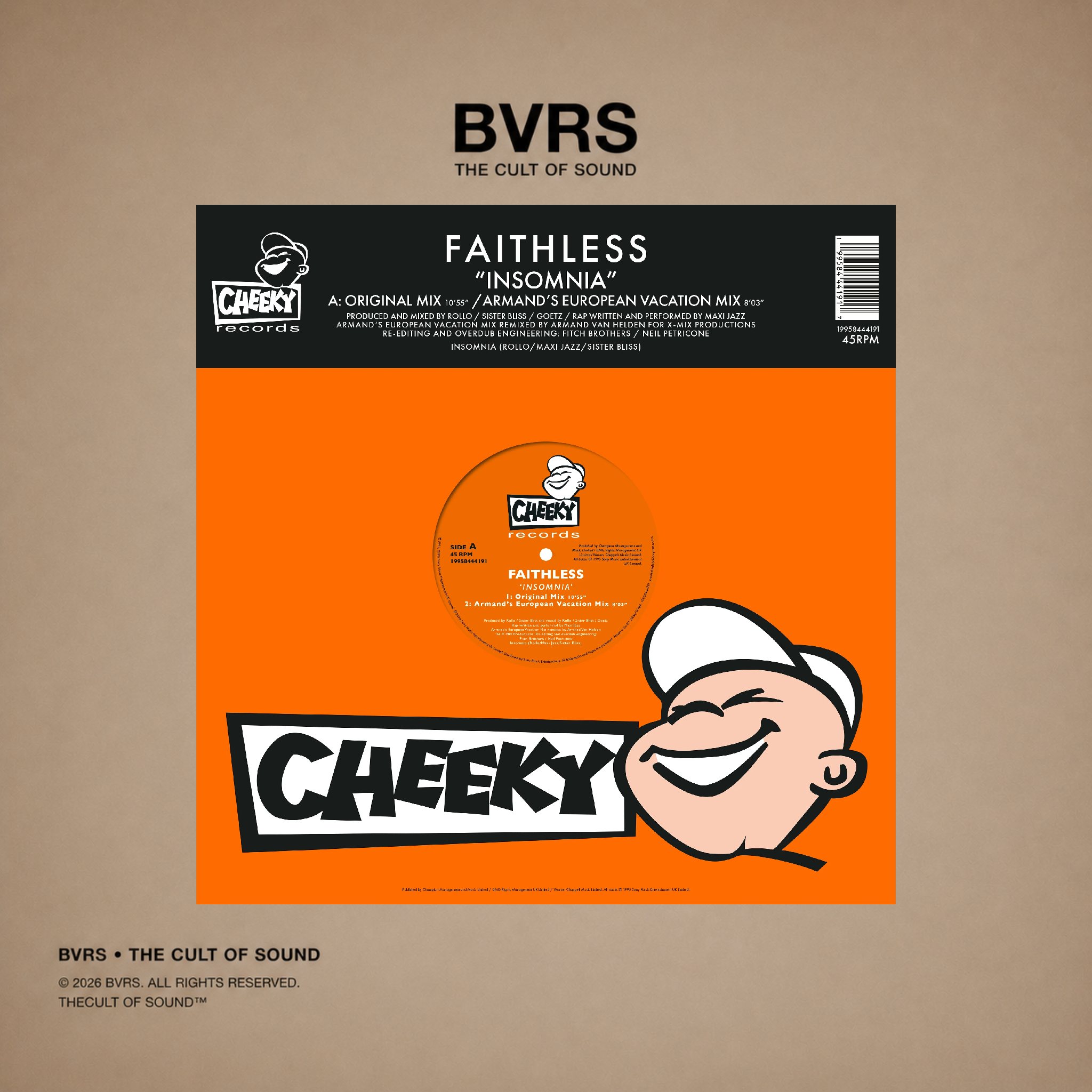Faithless - Insomnia (30th Anniversary Orange Vinyl) 12" - Black Vinyl Records Spain