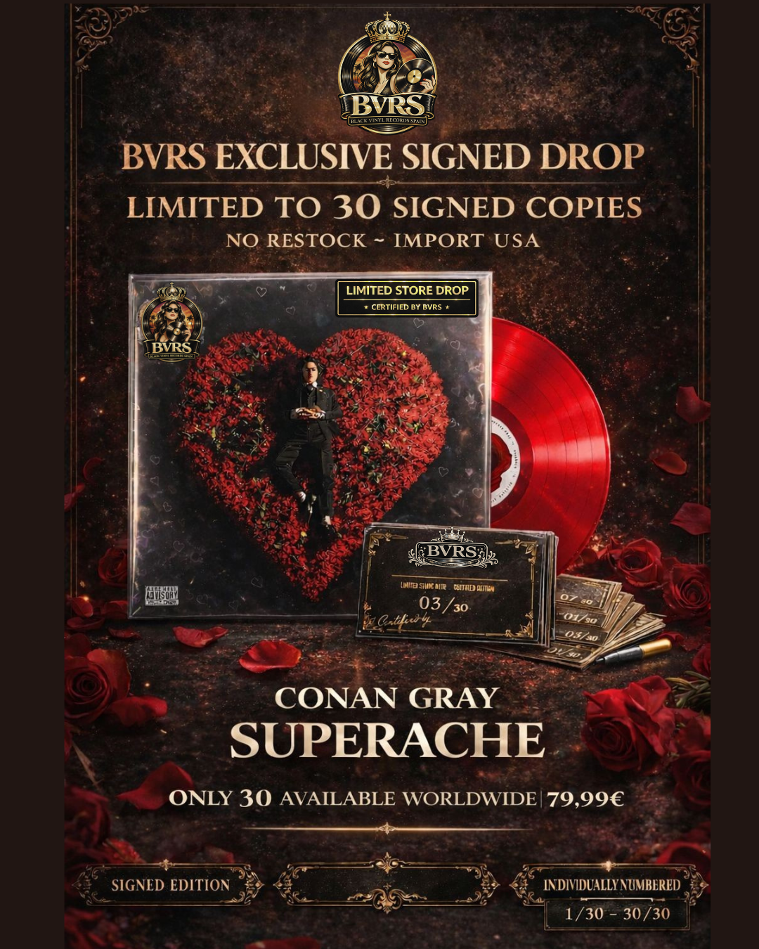 Conan Gray - Superache (Red Vinyl Signed) Exclusive Drop by BVRS Limited