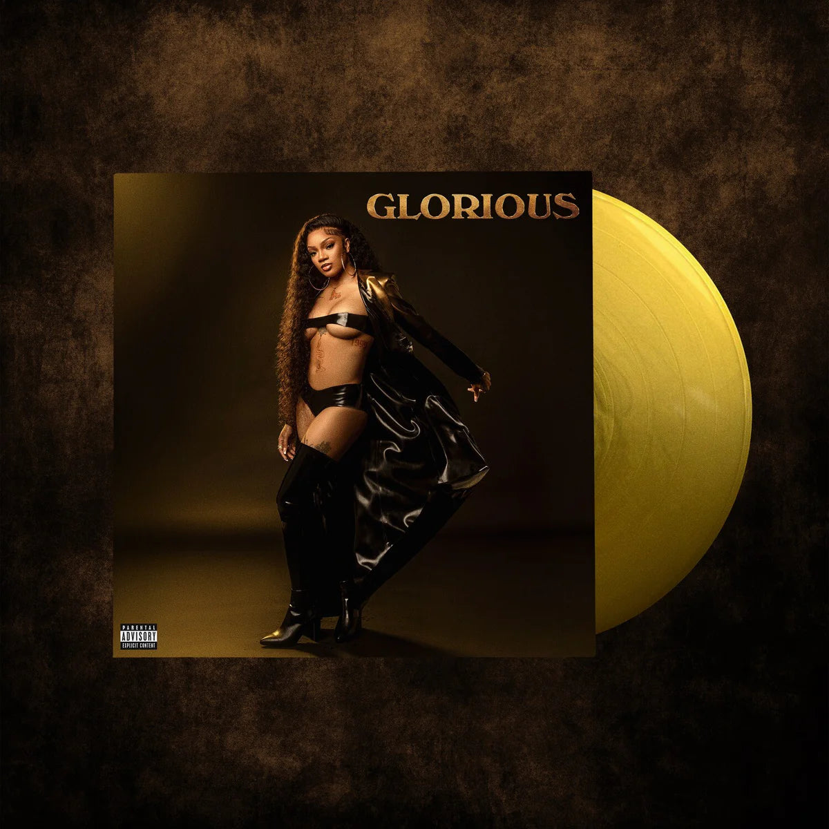 GloRilla GLORIOUS LP - Colored Opaque Gold Vinyl - Black Vinyl Records Spain