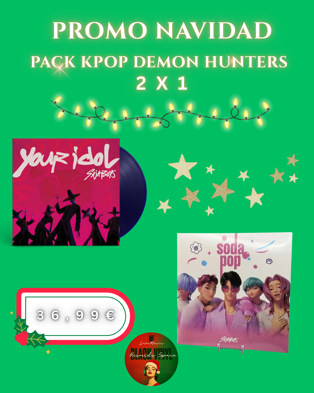 Pack Navidad Especial 2x1 Kpop Demon Hunters - Black Vinyl Records Spain