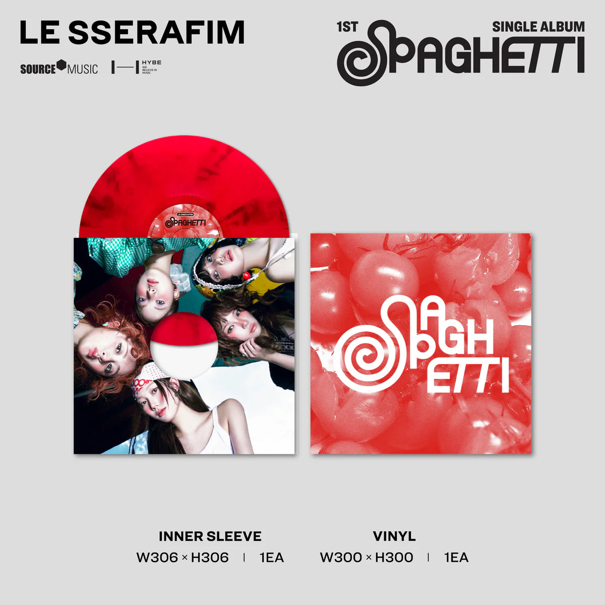 LE SSERAFIM - 1st Single Album "SPAGHETTI" Vinyl [Tomato Red] (D2C Exclusive) USA