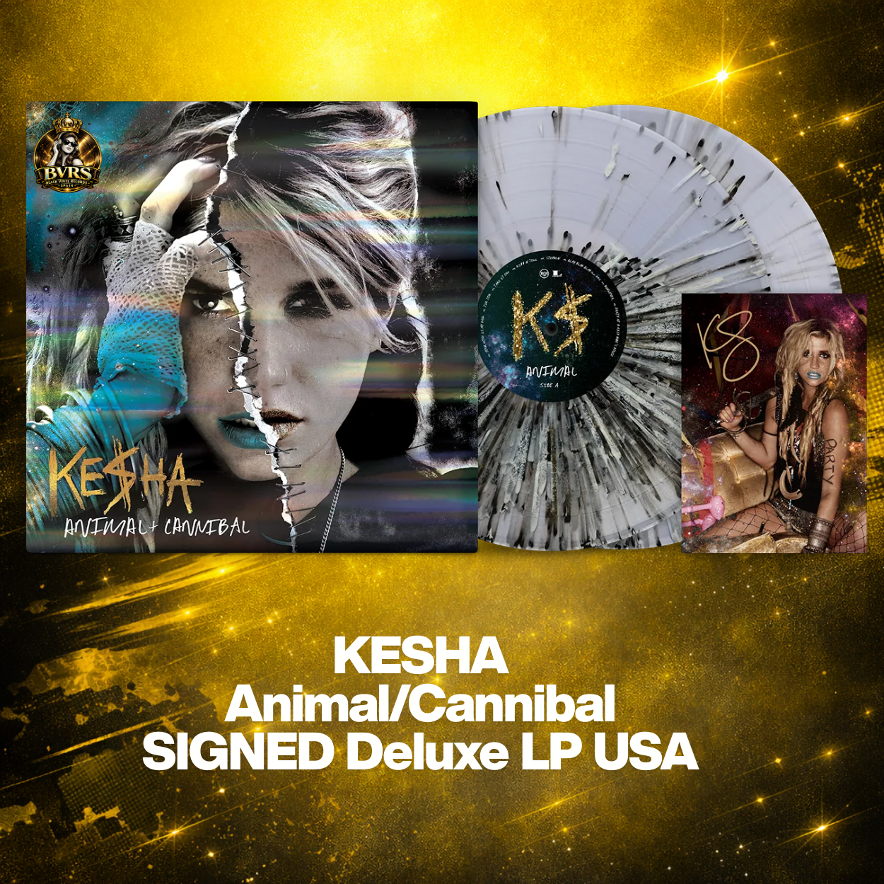 KESHA - Animal/Cannibal SIGNED Deluxe LP USA - Black Vinyl Records Spain