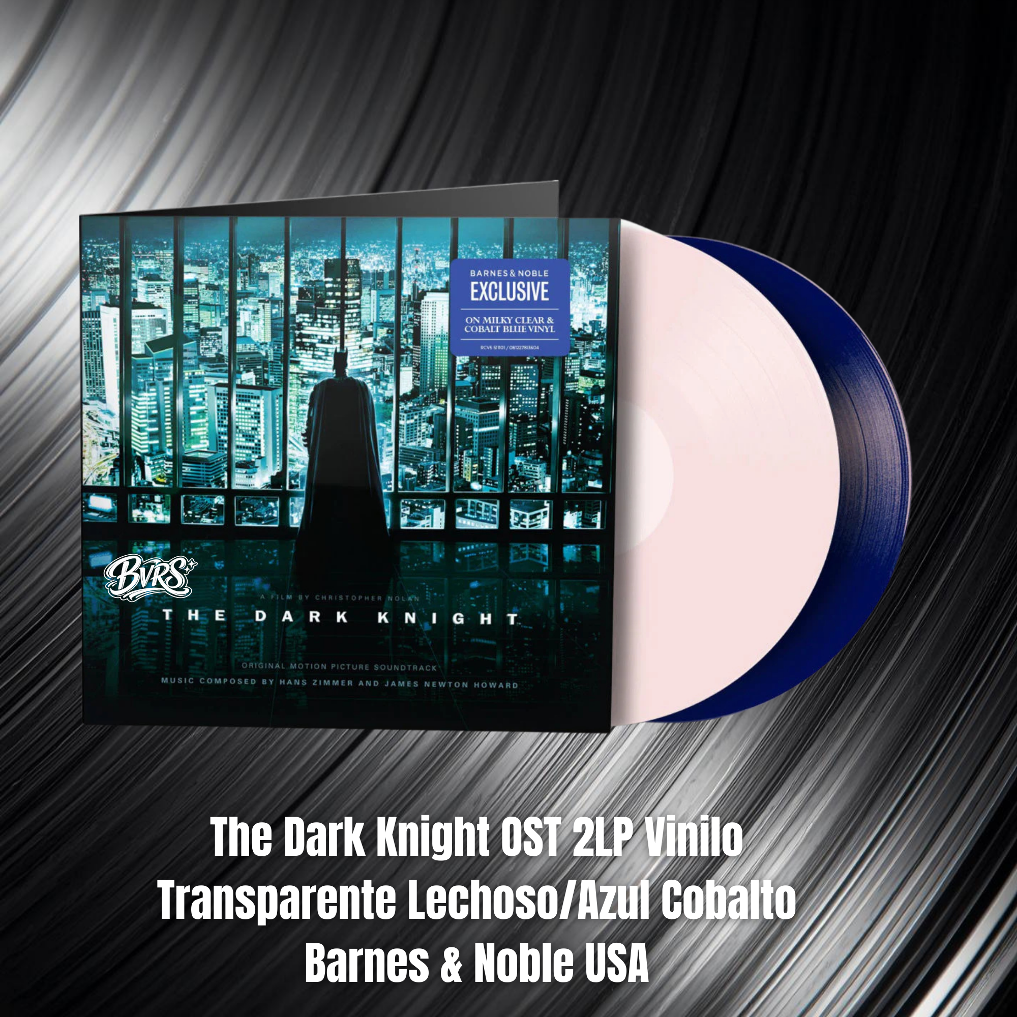 The Dark Knight OST 2LP Vinilo Transparente Lechoso/Azul Cobalto Barnes & Noble USA - Black Vinyl Records Spain