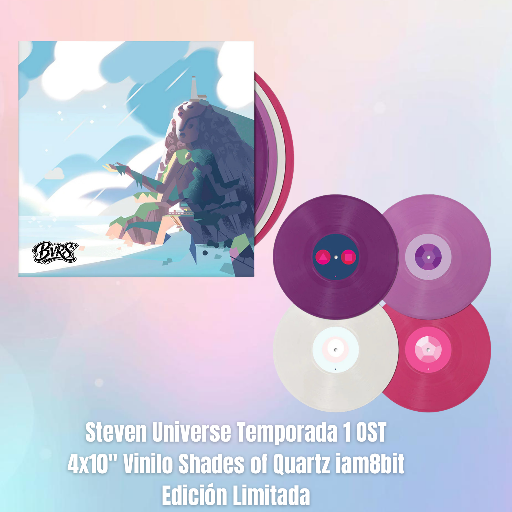 Steven Universe Temporada 1 OST 4x10" Vinilo Shades of Quartz iam8bit Edición Limitada
