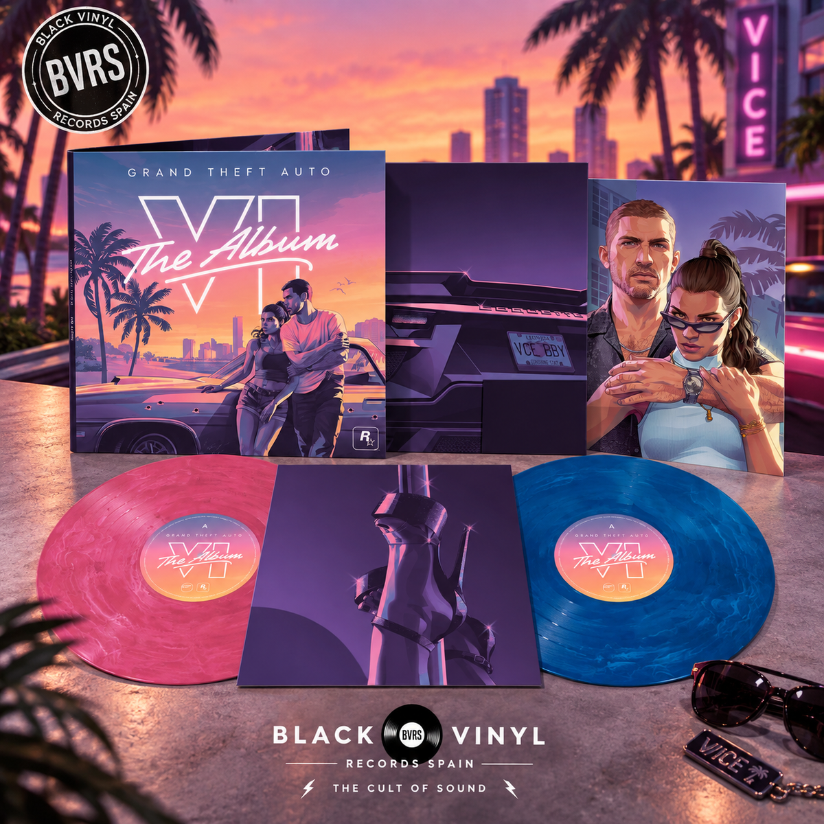 Grand Theft Auto VI: The Album - Indie Pink & White / Blue & White 2LP Vinyl