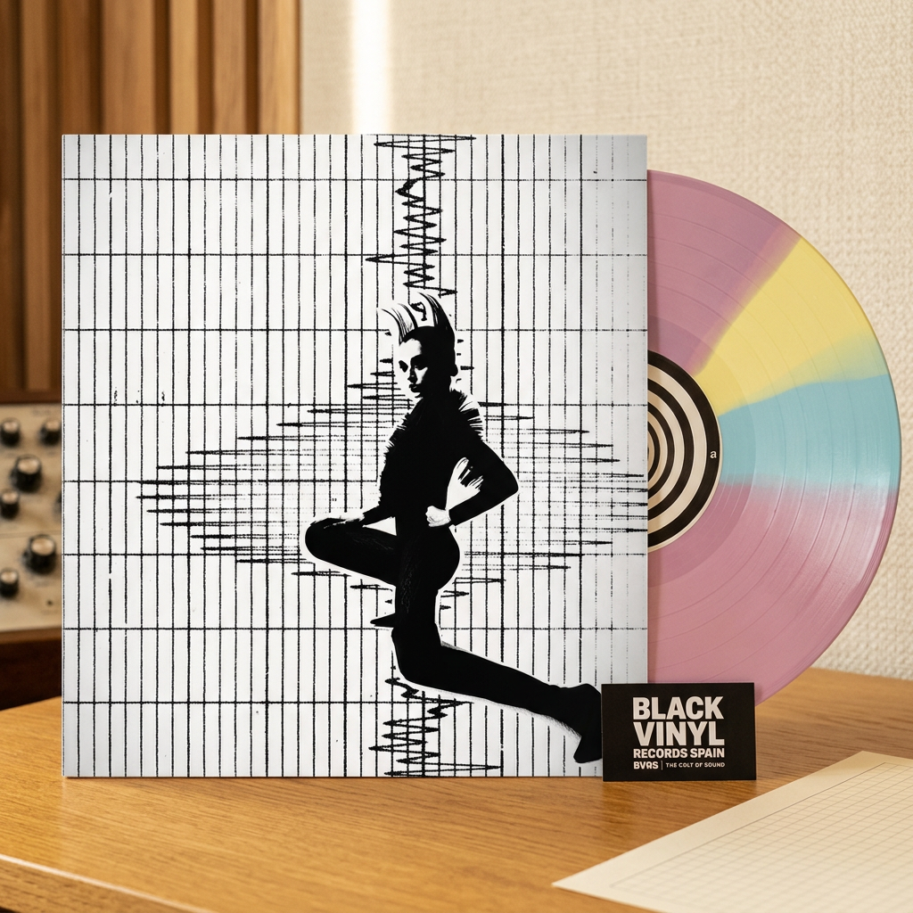 BVRS con vinilo multicolor en un estudio de sonido cálido