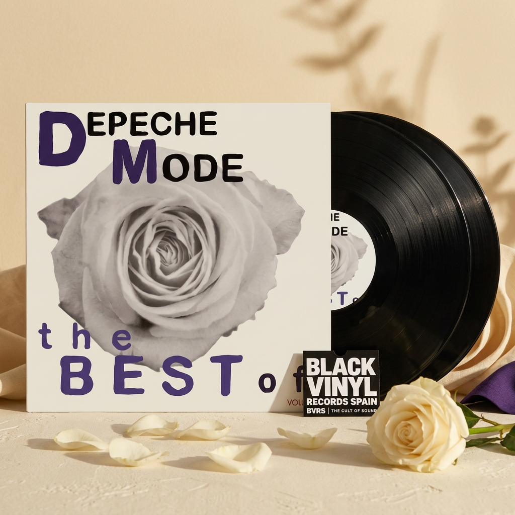 BVRS de Depeche Mode con rosa blanca y detalles violetas