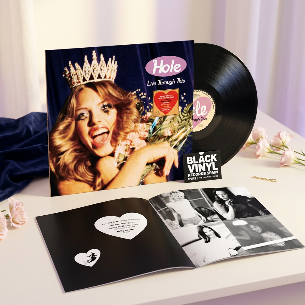 BVRS de Hole Live Through This con vinilo negro y libreto abierto