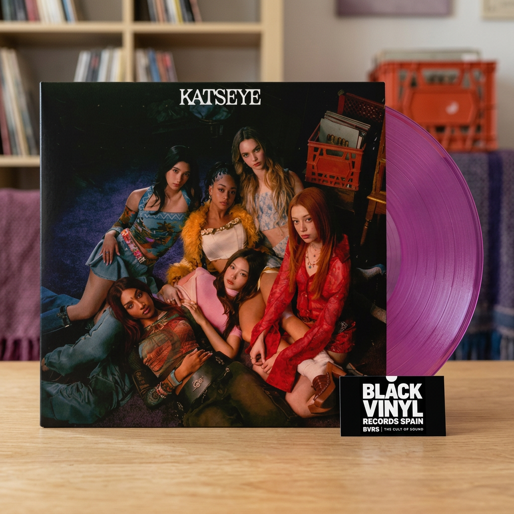 BVRS de KATSEYE con vinilo violeta y tarjeta oficial