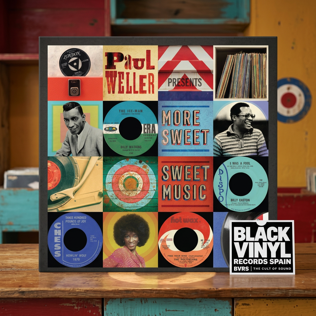 BVRS de Paul Weller Presents More Sweet Sweet Music inspirada en el collage de la portada
