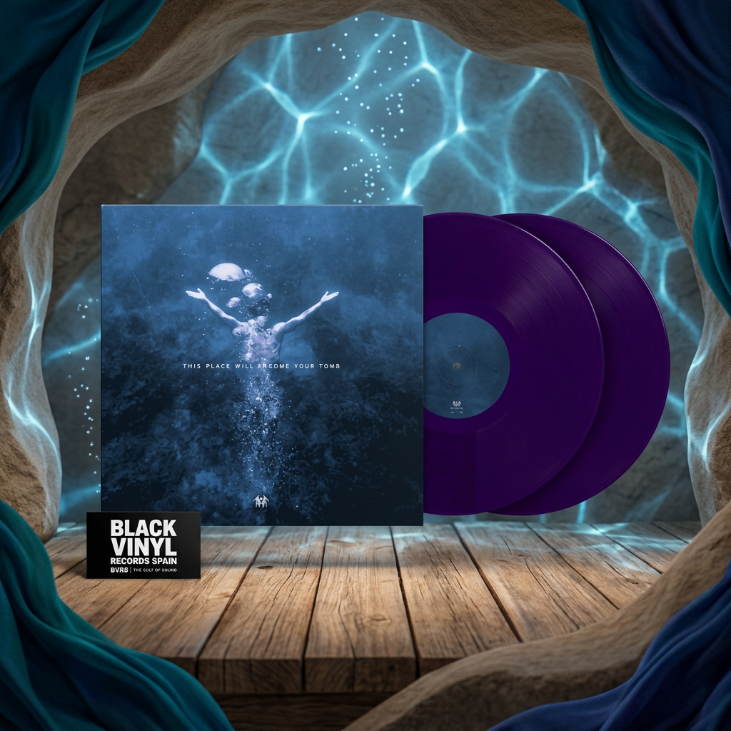 BVRS de Sleep Token con dos vinilos morados y escenario inspirado en la portada submarina