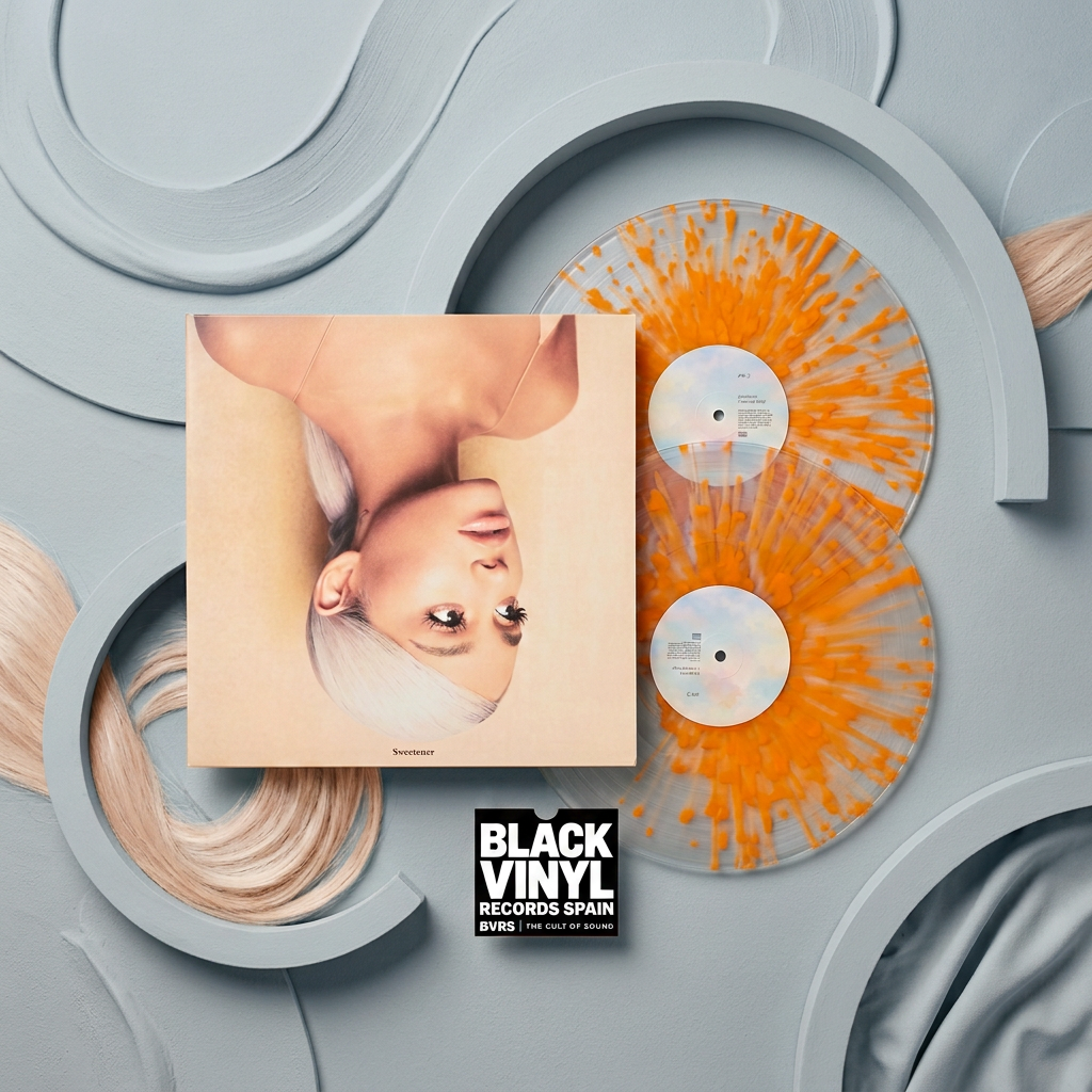 BVRS de Sweetener con fondo azul grisáceo para destacar la portada