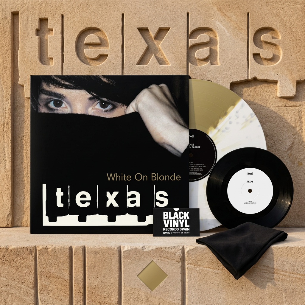 BVRS de Texas, White On Blonde, LP blanco y dorado con single de 7 pulgadas