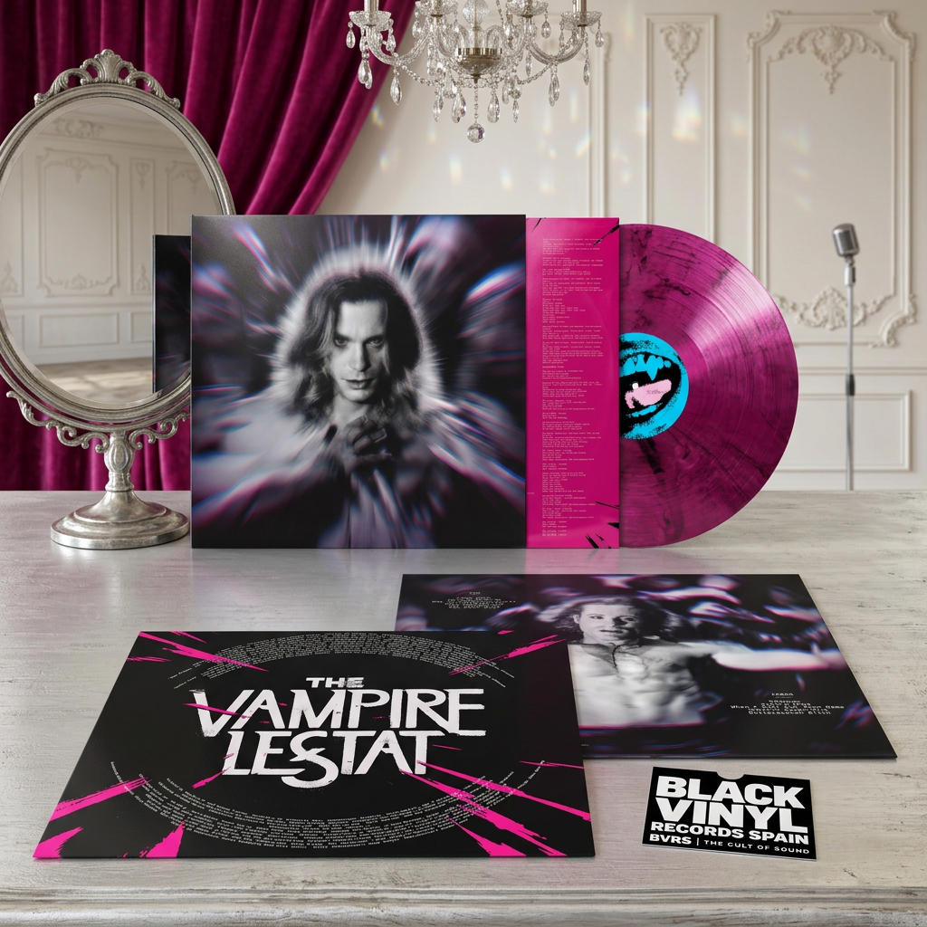 BVRS de The Vampire Lestat en un camerino teatral con terciopelo fucsia y cristal