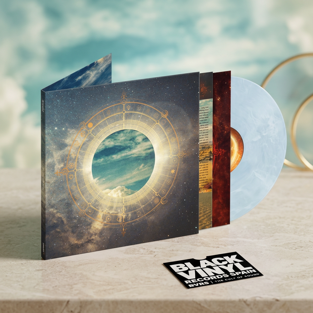 BVRS inspirada en el arte celeste y dorado de la portada