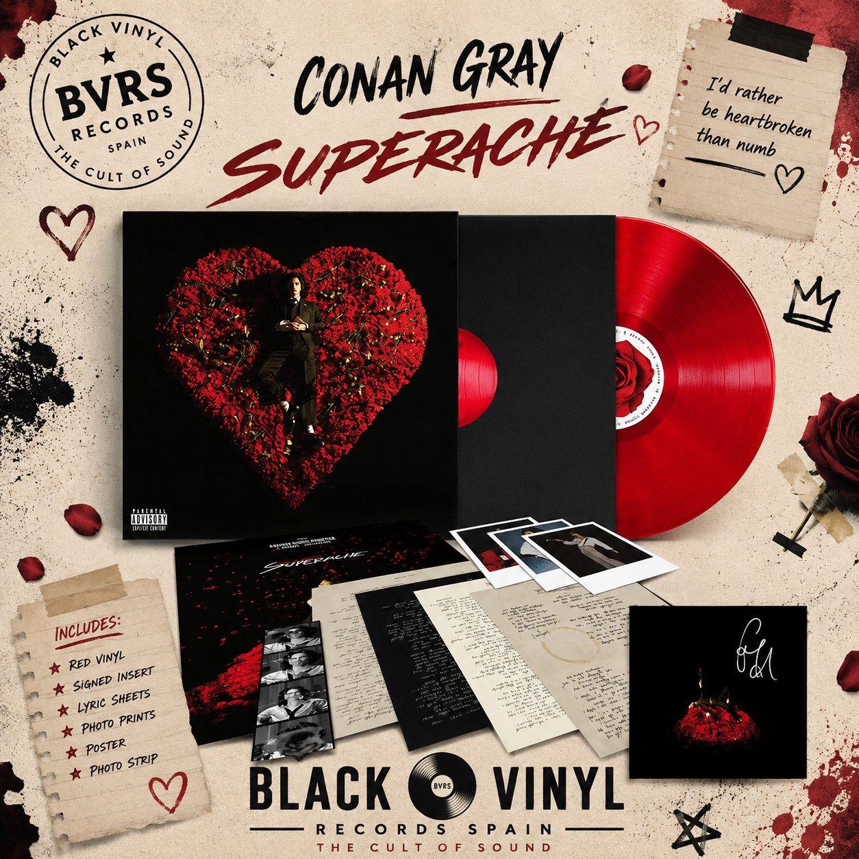 Conan Gray - Superache (Red Vinyl Signed) Vinyl Bundle