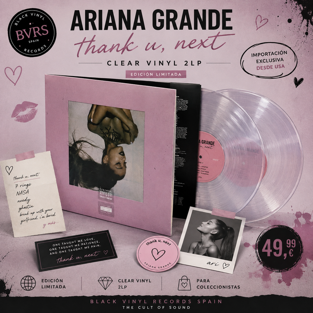 Ariana Grande - Thank U, Next (Clear Vinyl 2LP) Edición Limitada