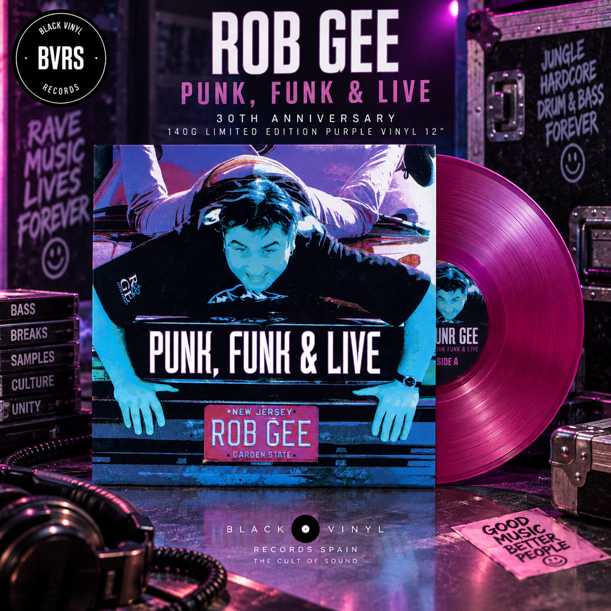Rob Gee - Punk, Funk & Live - 30th Anniversary 140g Limited Edition Purple Vinyl Single 12"