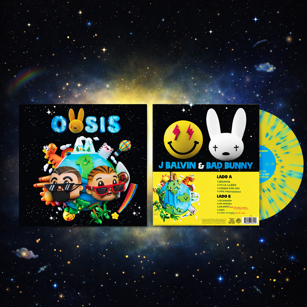 J Balvin Bad Bunny - Oasis Limited Edition 1LP Splatter Vinyl USA - Black Vinyl Records Spain