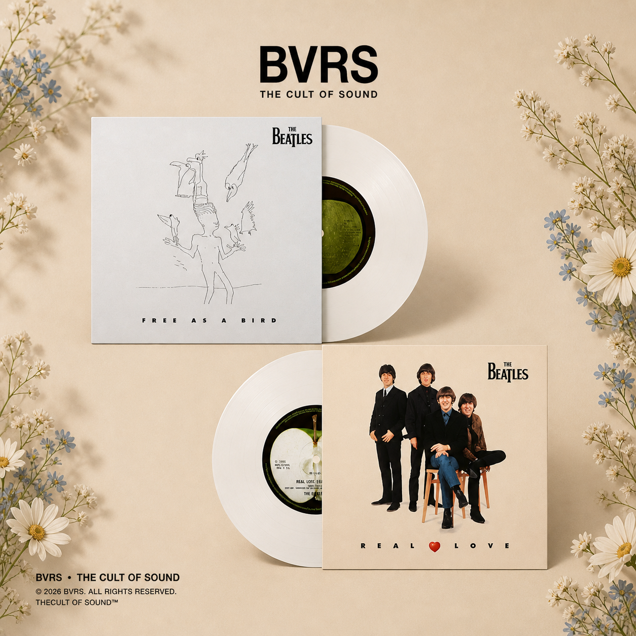 THE BEATLES - Free As A Bird / Real Love [2025 Mixes]: 7" Vinyl UK IMPORT - Black Vinyl Records Spain