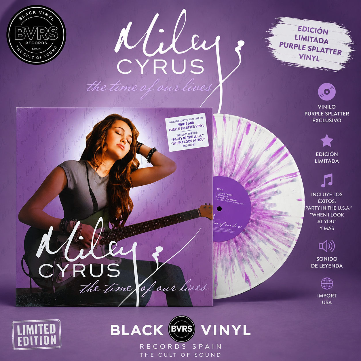 Miley Cyrus - The Time of Our Lives: Purple Splatter Vinyl LP (UK Import)