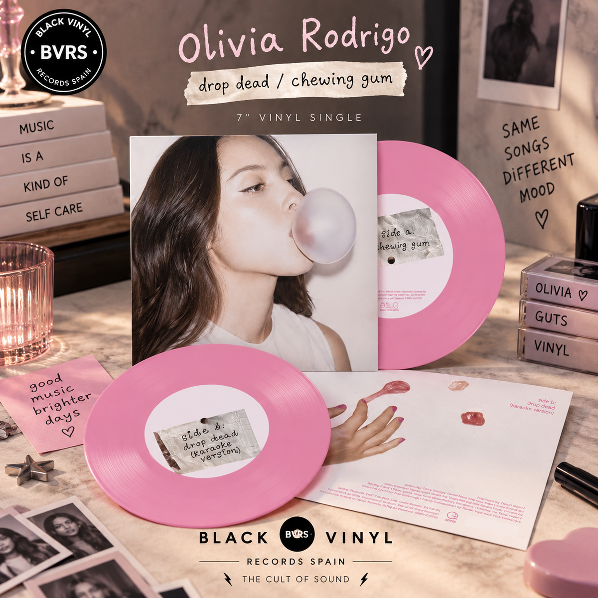 Olivia Rodrigo – drop dead / drop dead (Karaoke Version) 7" Chewing Gum Pink Vinyl | Exclusive