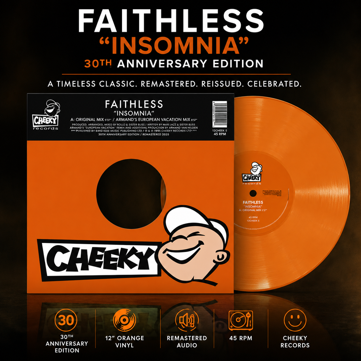 Faithless - Insomnia (30th Anniversary Orange Vinyl) 12"
