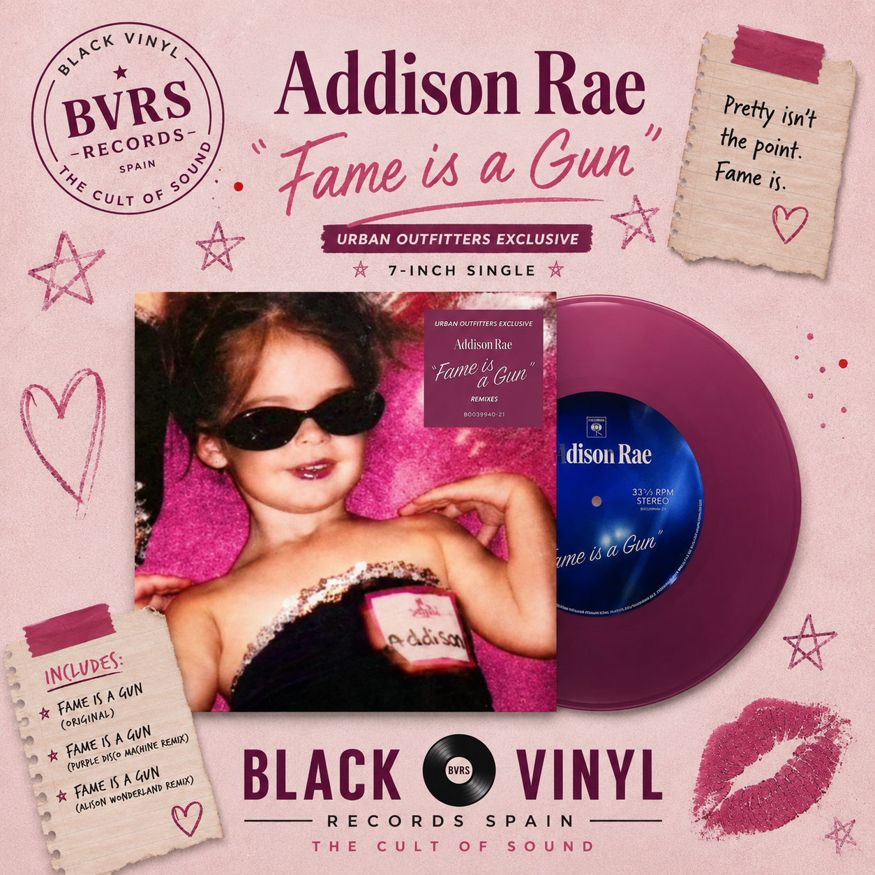 Addison Rae - Fame Is A Gun UO Exclusive 7-inch Single USA